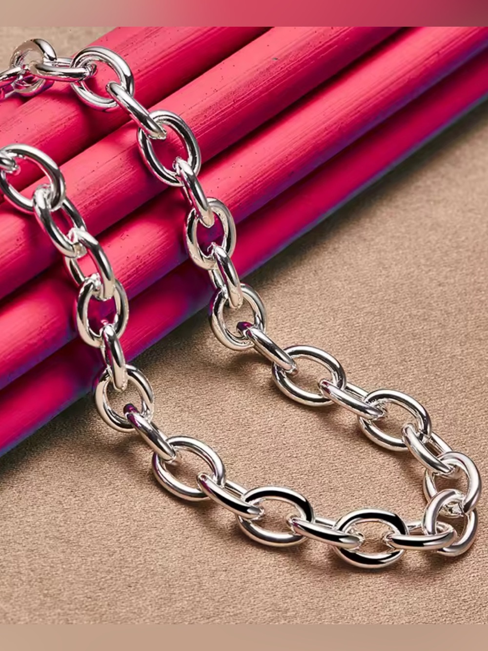 Silver Toggle Chain Necklace - Link Design Heart Charm! - Picture 5 of 9